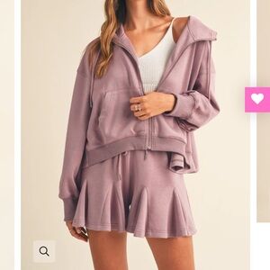Celia flared zip hoodie and shorts set